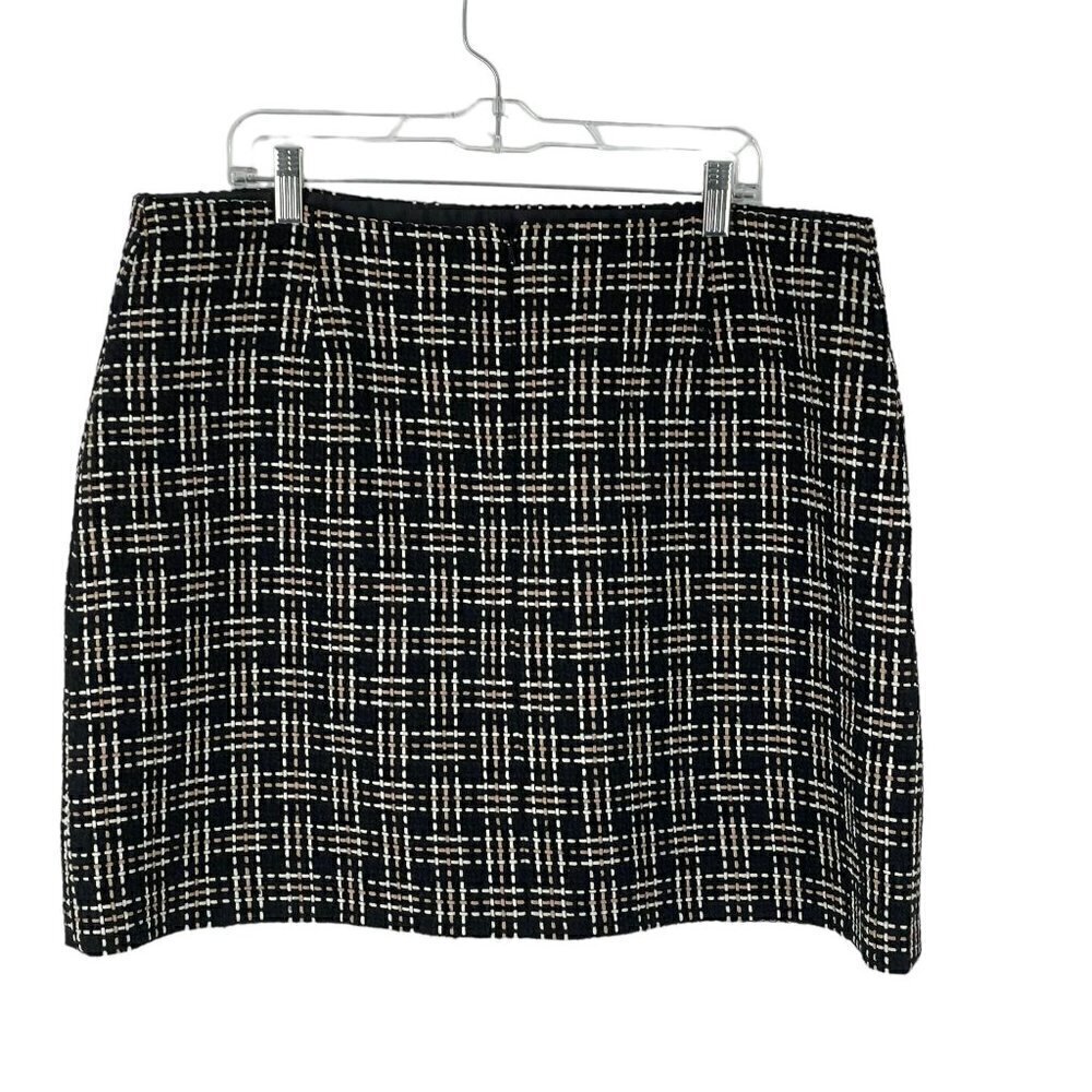 Nwt Hobbs Alexis Black Tweed Plaid A-Line Flat Front Mini Career Skirt Us14 — image 5 of 8